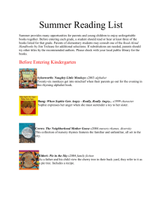 Summer Reading List Summer provides many opportunities for