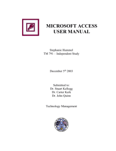 microsoft access - Industrial Engineering