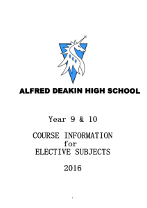 Course - Alfred Deakin High School