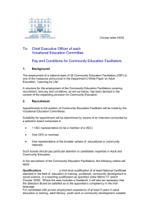 Pay and Conditions for Community Education Facilitators