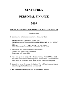 Test one - practice over personal finance - Tekamah