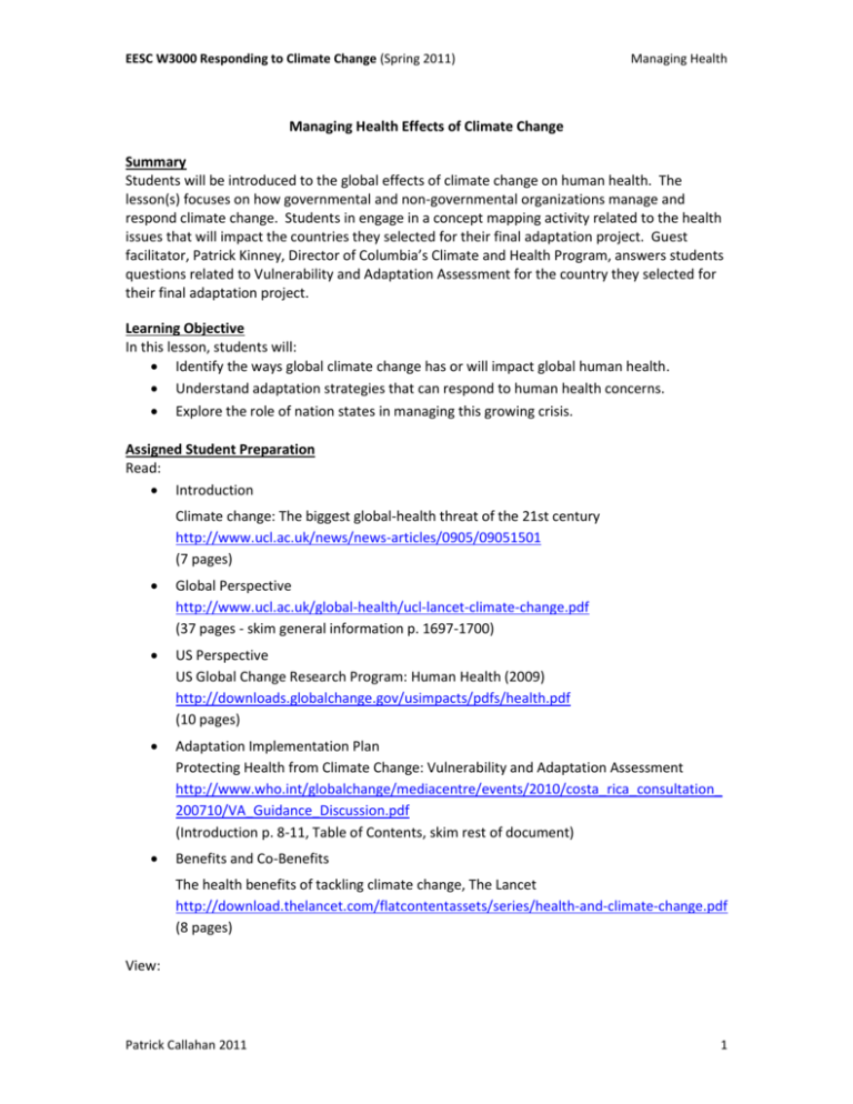 Global Health Lesson Plan