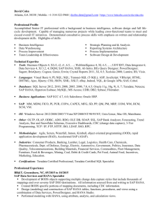 Resume of David Cohn, Business Objects Expert