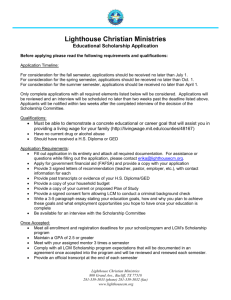 Lighthouse Christian Ministries Education Scholarship Application