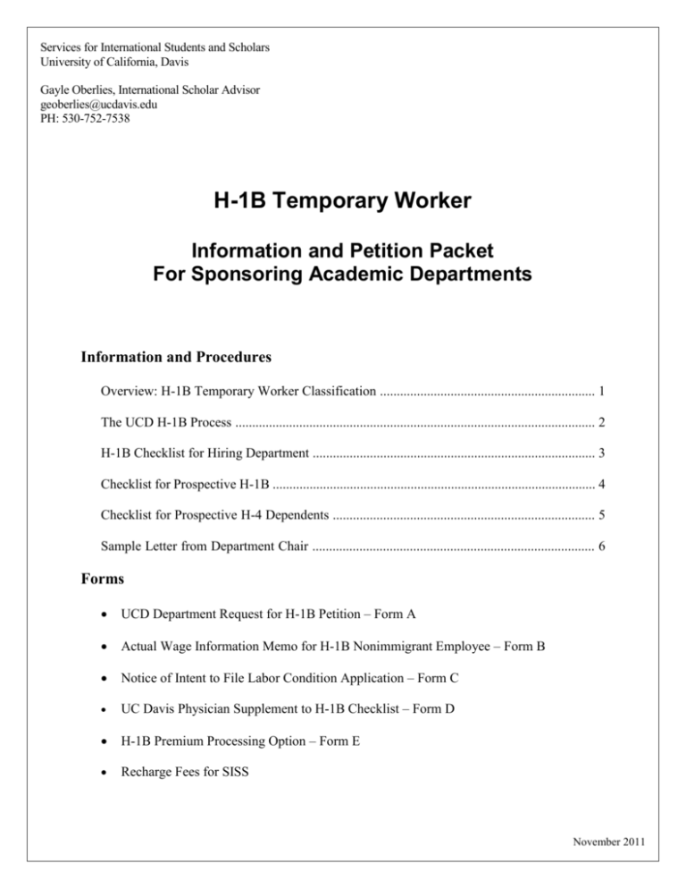 H-1B Dept Packet