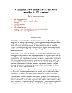 A Design for a 40W broadband VHF RF Power Amplifier for FM