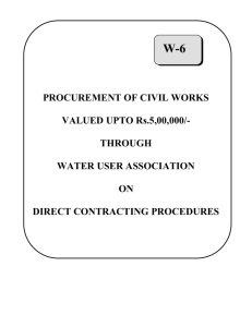 Procurement of Civil Works valued upto Rs.500000 through WUAs.