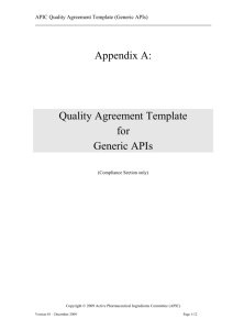 Quality Agreement Template (exclusive APIs)