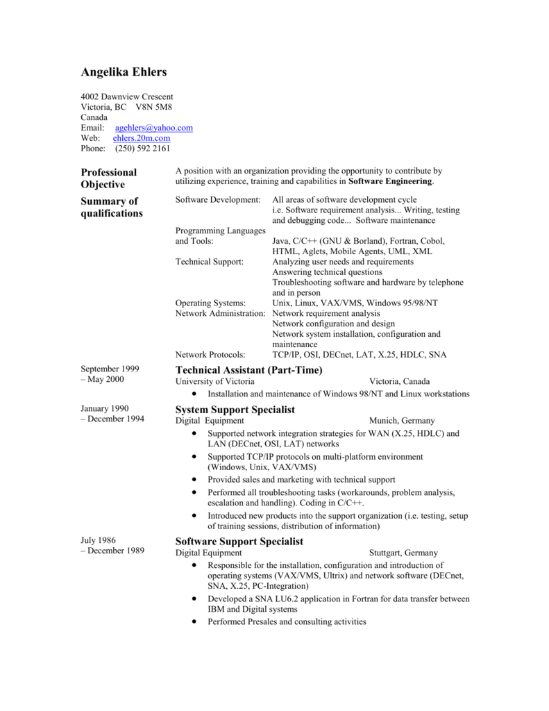 resume examples victoria