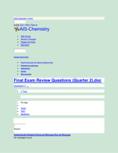 AIS-Chemistry - Final Exam Review Questions (Quarter 2)