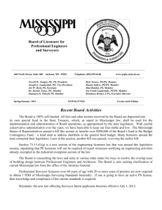 Spring 2012 - Mississippi Board Licensure for Professional