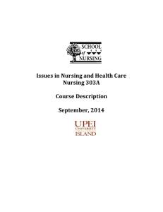 1 Issues in Nursing and Health Care Nursing 303A Course