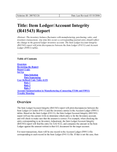 Title: Item Ledger/Account Integrity (R41543) Report