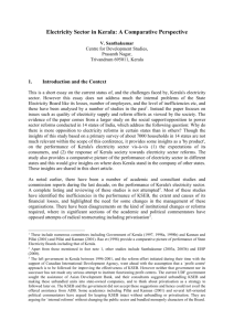 Electricity Sector in Kerala: A Comparative Perspective