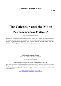 The Calendar and the Moon: Postponements or Festivals? (No. 195)