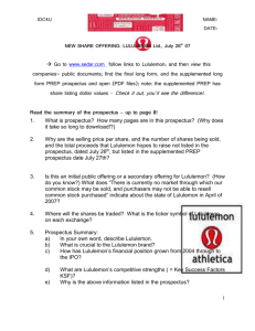 New share offering lululemon prospectus questions