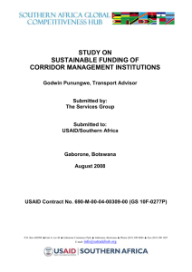Study on Sustainable Funding of Corridor Management