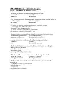 EARTH SCIENCE – TEST 1