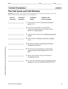 Lesson 1 | The Cell Cycle and Cell Division