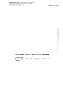 City of Greater Geelong - Gaming Policy Framework