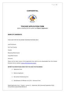 Application Form for Teaching Staff