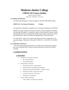 CHEM 142 Course Outline - Modesto Junior College