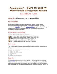 Assignment 1 – CMPT 117 2004 (W) Used Vehicle