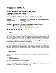 III.U.3.a Procedure: Working Hours, Overtime, and Compensatory Time