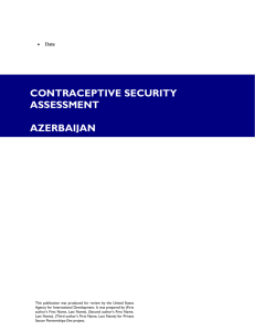 Contraceptive Security Assessment: Azerbaijan