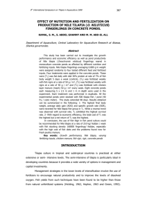 EFFECT OF DIFFERENT NUTRITION AND FERTILIZATION ON