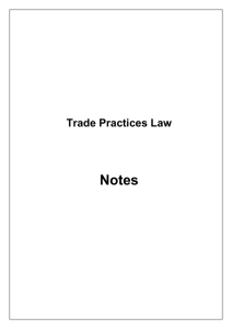 Topic 1 – Introduction to Trade Practices Law