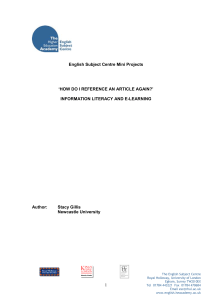 Information Literacy and E-learning – Project Report