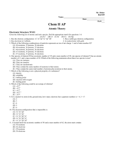 Electronic Structure Worksheet 1