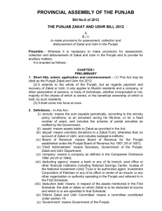new zakat & ushr law 2010 - Provincial Assembly of Punjab