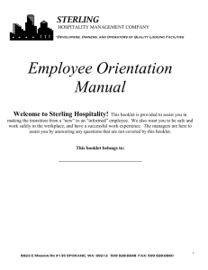 Sterling Hospitality Employee Orientation Manual