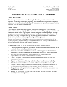 ML513: 2008 Fall , McCloskey, Transformational Leadership