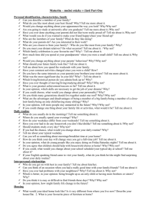 Maturita – možné otázky v části Part One Personal identification