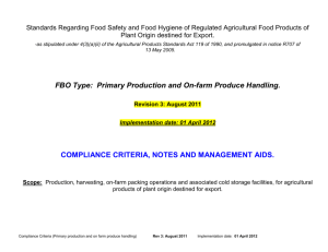 Primary Production and On–Farm Produce Handling