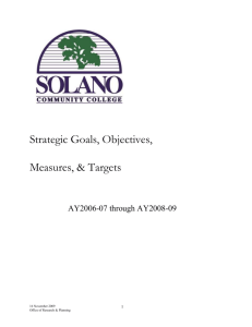 Solano College Strategic Goals, Objectives, Measures