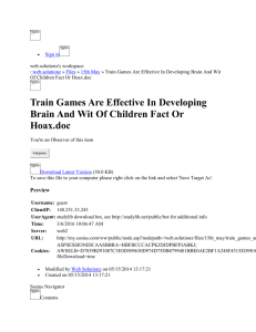 Sosius: Train Games Are Effective In Developing Brain And Wit Of
