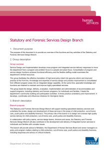 Branch and Unit Descriptions Statutory and Forensic Services