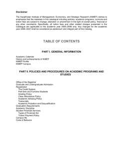 KIMEP CATALOG 2005 - 2007 in word document ( 2.18 Mb )