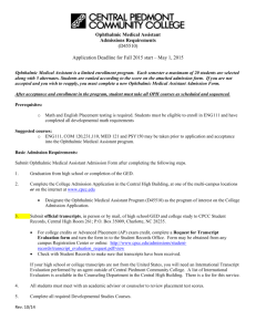 Ophthalmic Medical Assistant Admissions Requirements (D45510