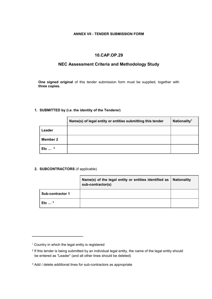 Template Annex VII