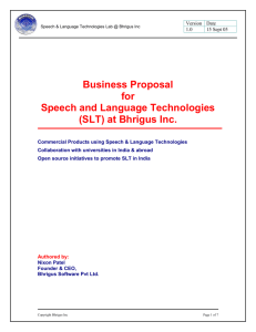 2. Speech & Language Technologies (SLT) Lab @ Bhrigus Inc