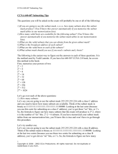 CCNA 640-607 Subnetting Tips