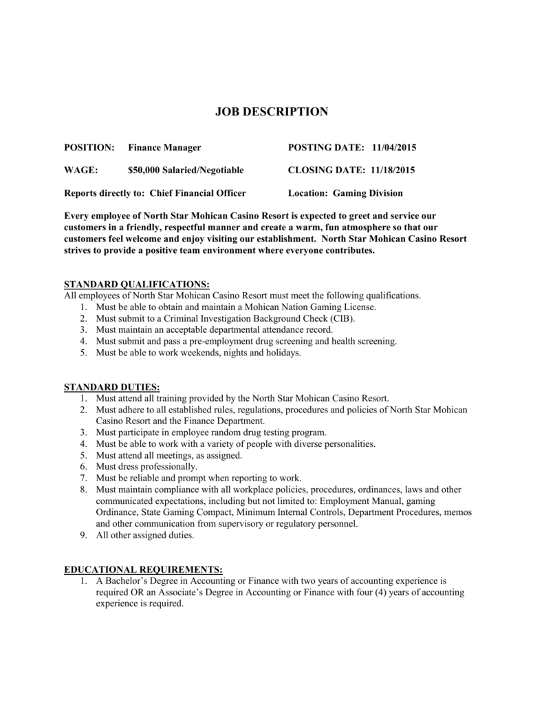 Finance Manager Job Description - STUDY FINANCE