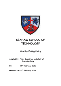Healthy Eating Policy - Seaham School of Technology