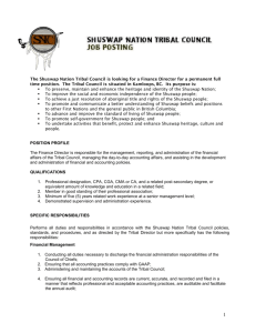 The Shuswap Nation Tribal Council is looking for a Finance Director