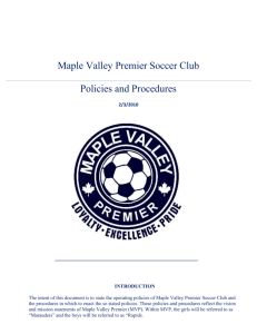 MVP Policies & Procedures - Maple Valley Soccer Association